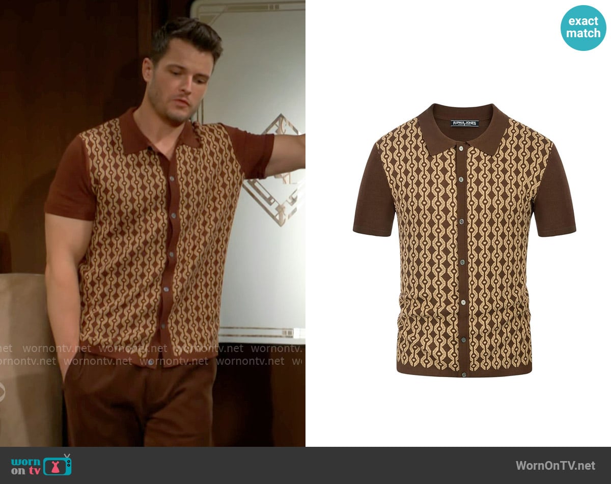 PJ Paul Jones Contrast 70s Vintage Polo Shirt worn by Kyle Abbott (Michael Mealor) on The Young and the Restless