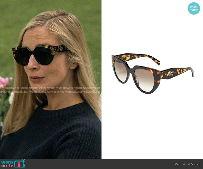Prada Cat Eye Sunglasses in Black/ Tortoise/ Grey Gradient worn by Penelope Sinclair (Caitlin Fitzgerald) on We Were Liars