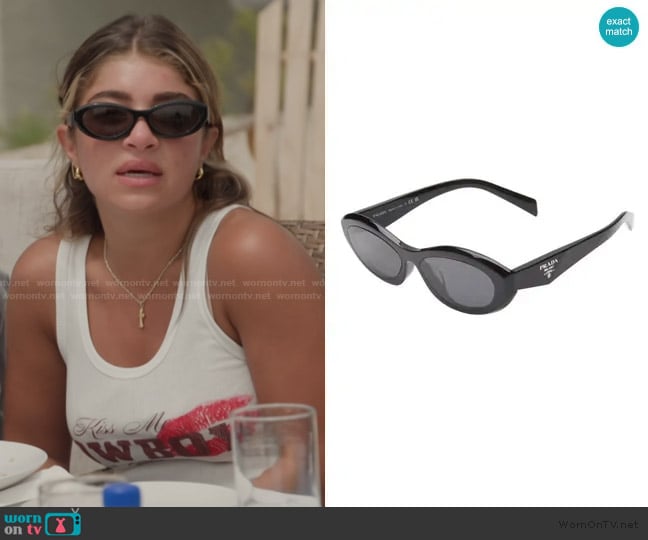 Prada 56mm Oval Sunglasses worn by Gia Giudice on Next Gen NYC