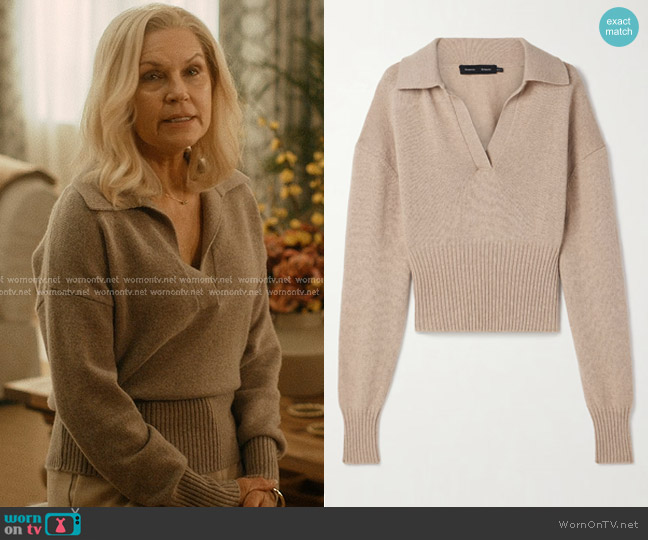 Proenza Schouler Jeanne Eco-Cashmere Sweater in oatmeal worn by Tipper Sinclair (Wendy Crewson) on We Were Liars