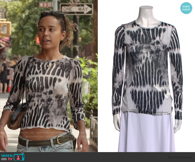 Proenza Schouler Tie-Dye Print Bateau Neckline Blouse worn by Ava Dash on Next Gen NYC