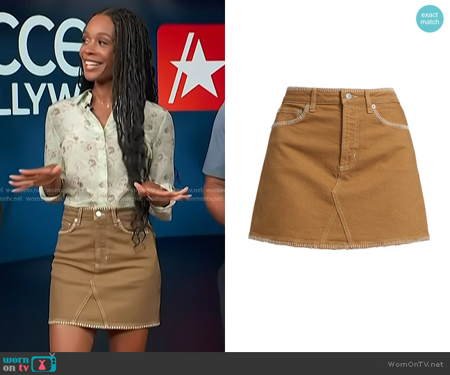 Rails Laurel skirt in Safari Embroidered worn by Zuri Hall on Access Hollywood