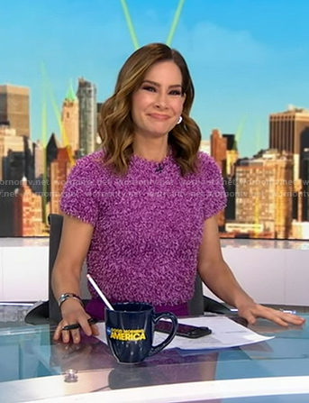 Rebecca’s purple fuzzy top on Good Morning America