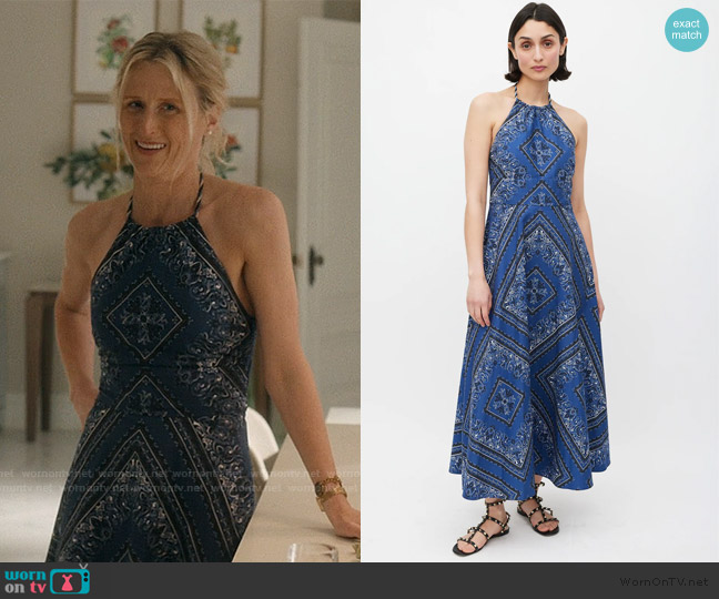 Red Valentino Blue and Multi Printed A-Line Dress worn by Caroline Sinclair (Mamie Gummer) on We Were Liars