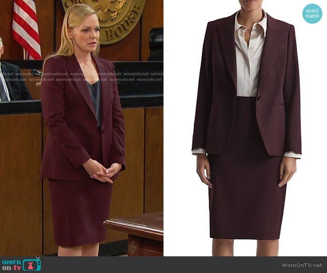 Reiss Jade Single Breasted Blazer in Berry worn by Belle Brady (Martha Madison) on Days of our Lives