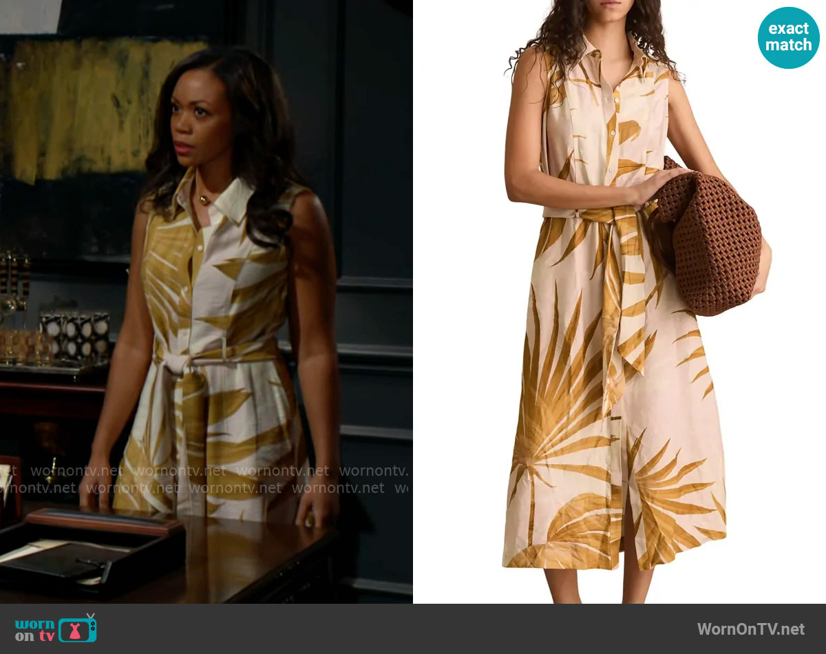 Reiss Morgan Dress in Neutral worn by Amanda Sinclair (Mishael Morgan) on The Young and the Restless