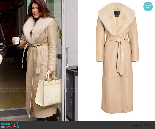 Retrofete Kieran trench coat worn by Emily Simpson on The Real Housewives of Orange County
