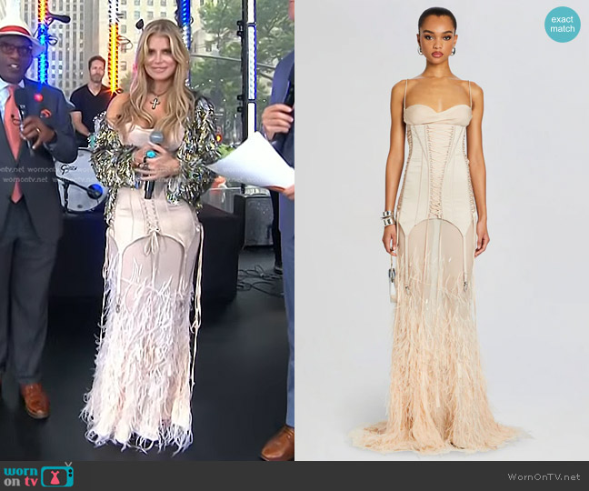 Retrofete Lovette Dress in Sand worn by Jessica Simpson on Today