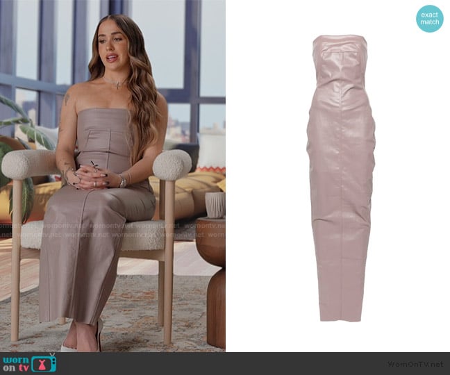Rick Owens Coated strapless bustier gown worn by Ariana Biermann on Next Gen NYC