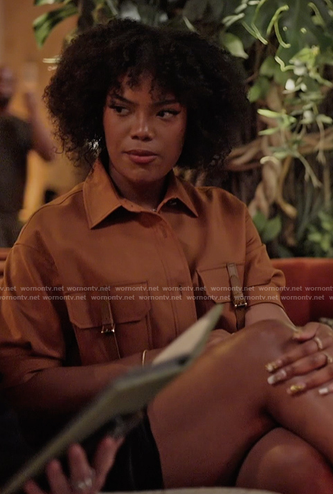 Riley’s brown shirt on Next Gen NYC