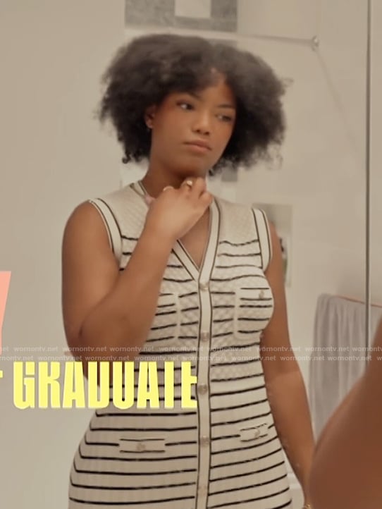 Riley’s striped sleeveless dress on Next Gen NYC