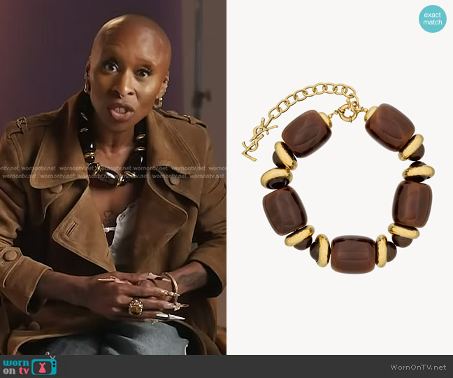 Saint Laurent Bead Necklace in resin and metal worn by Cynthia Erivo on Today