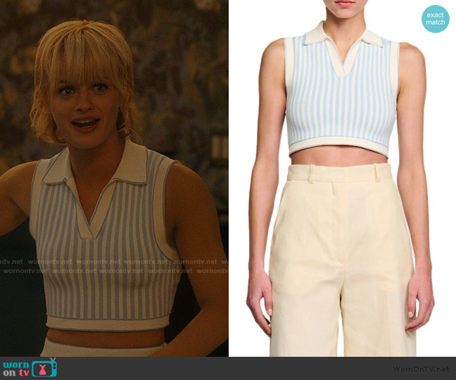 Sandro Aussy Sleeveless Cropped Sweater worn by Mirren Sinclair Sheffield (Esther McGregor) on We Were Liars
