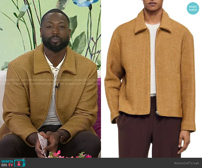 Sandro Woven Raffia Jacket in Camel worn by Dwyane Wade on Today