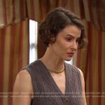 Sarah’s grey cable knit vest on Days of our Lives