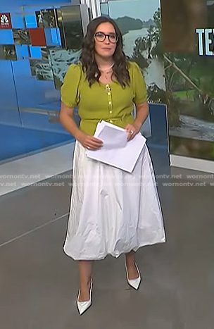 Savannah’s white leather slingback pumps on NBC News Daily