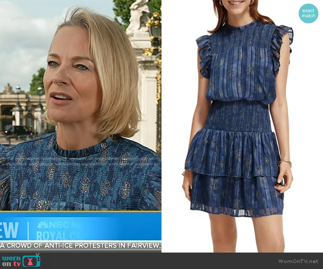 Scotch & Soda Metallic Smocked Waist Minidress worn by Daisy McAndrew on Today
