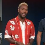 Scott’s red floral print shirt on Access Hollywood