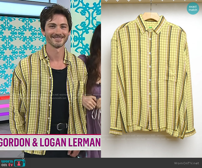 Small Talk Studio Rayon Dobby Shirt in mangano chardonnay worn by Logan Lerman on Today