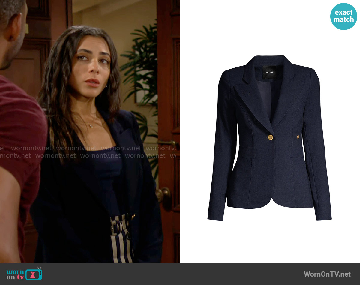 Smythe Duchess Single-Breasted Wool Blazer worn by Daphne Rose (Murielle Hilaire) on The Bold and the Beautiful