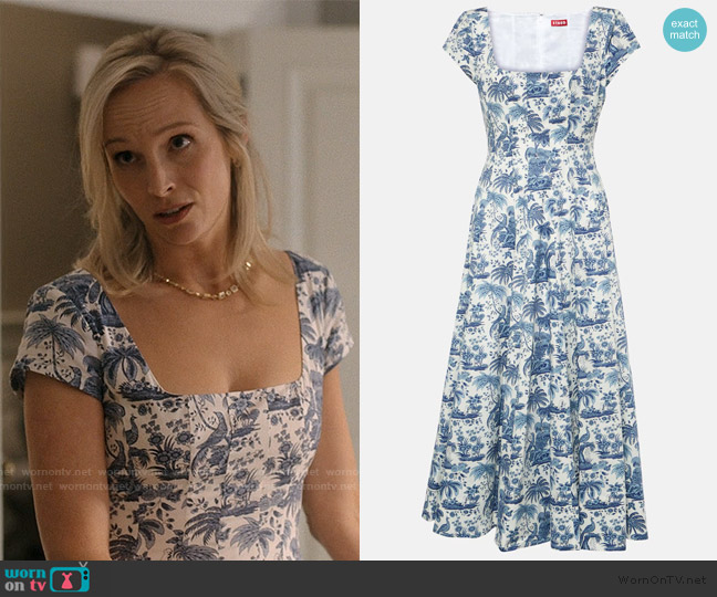 Staud Wells floral cotton midi dress worn by Elizabeth Sinclair (Candice King) on We Were Liars