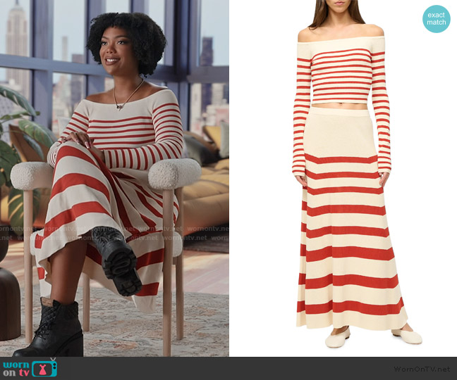 Staud Float Off The Shoulder Top worn by Riley Burruss on Next Gen NYC