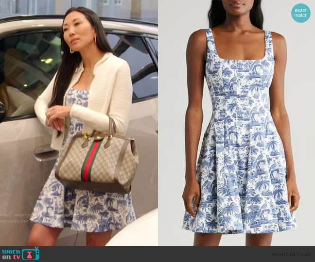 Staud Wells Toile Cotton Poplin Minidress worn by Katie Ginella on The Real Housewives of Orange County