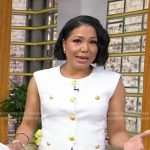 Stephanie’s white vest with gold buttons on Good Morning America