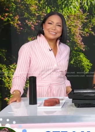 Stephanie’s pink stripe shirtdress on Good Morning America