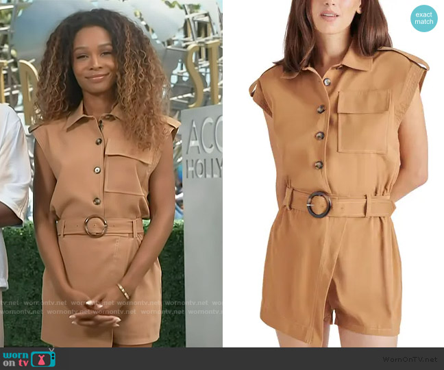 Steve Madden Amabel Belted Romper worn by Zuri Hall on Access Hollywood
