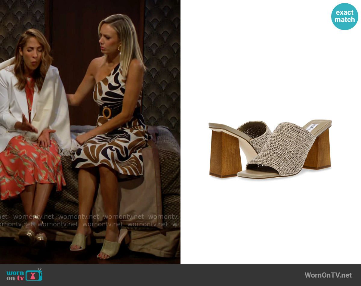 Steve Madden Realize Crochet Block-Heel Sandals worn by Abby Newman (Melissa Ordway) on The Young and the Restless