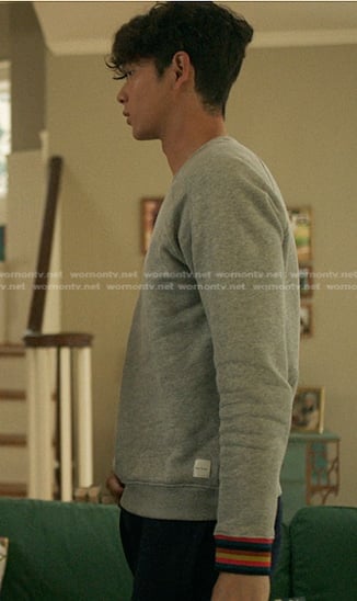 Steve’s grey sweatshirt with stripe cuff on The Summer I Turned Pretty