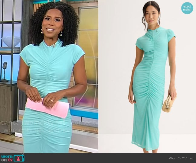 Suboo Christy Mesh Cap Sleeve Dress worn by Adriana Diaz on CBS Mornings