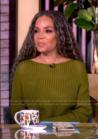 Sunny’s green knit sweater and skirt on The View