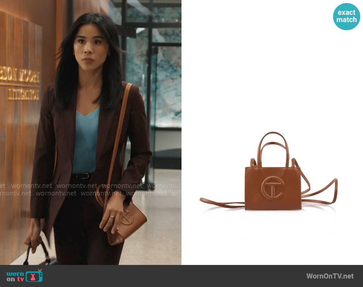Telfar Tan Small Shopping Bag worn by Sarah Franklin (Leah Lewis) on Matlock