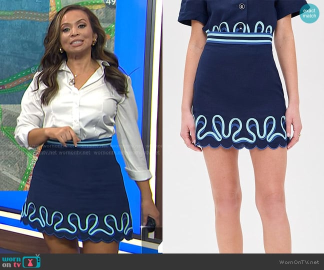 The Wolf Gang Zabelle Skirt in ink worn by Adelle Caballero on Today