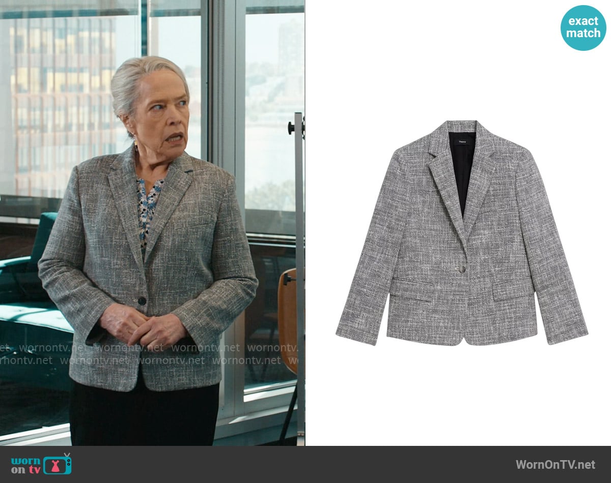 Theory Slim Blazer in Canvas Tweed worn by Madeline Matlock (Kathy Bates) on Matlock