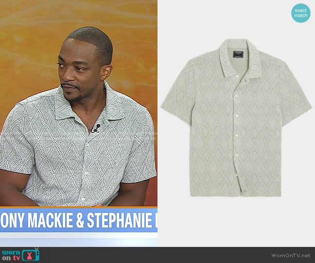Todd Snyder Relaxed Cabana Polo in Soft Sage worn by Anthony Mackie on Today