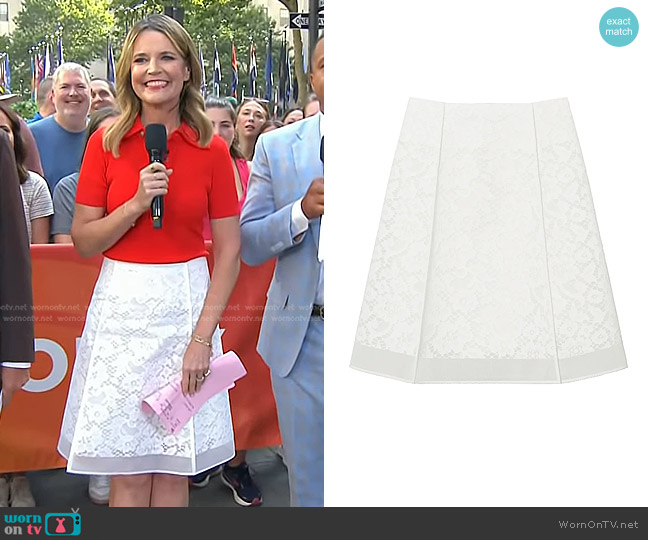 Tory Burch Corded Lace Skirt worn by Savannah Guthrie on Today