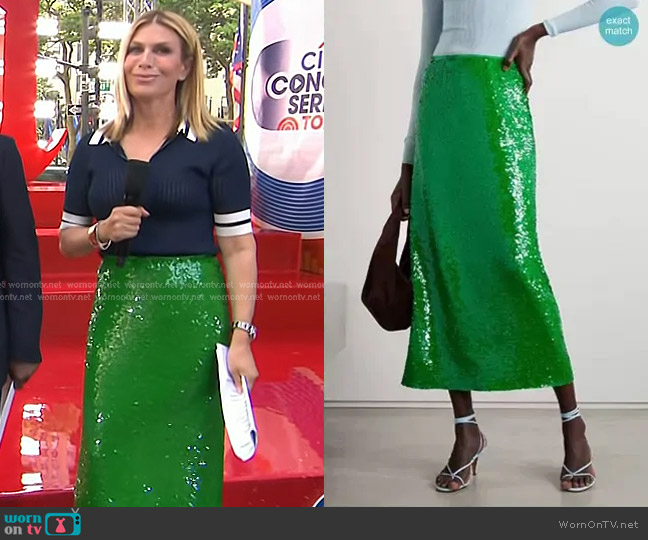 Tory Burch Sequined Stretch-Mesh Maxi Skirt worn by Jill Martin on Today
