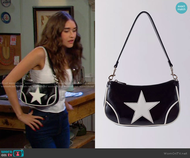Urban Outfitters Daphne Star Faux Leather Moto Bag worn by Arianna Horton (Marissa Reyes) on Days of our Lives