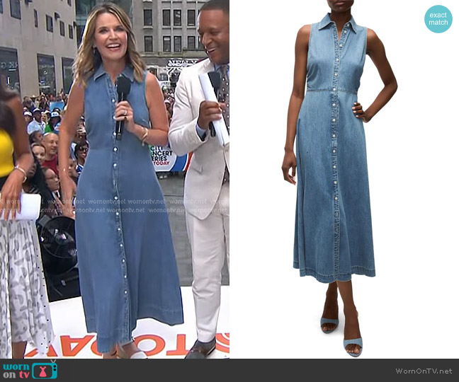 Veronica Beard Fuller Denim Midi Dress in Starlight worn by Savannah Guthrie on Today