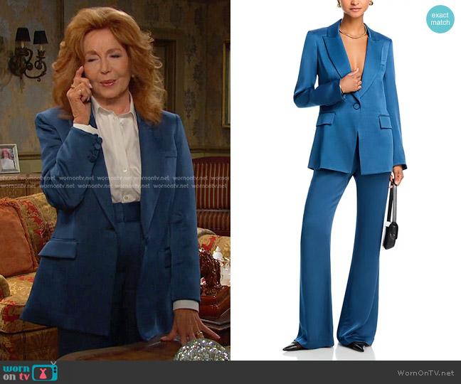 Veronica Beard Long & Lean Dickey Jacket in Blue Stone worn by Maggie Horton (Suzanne Rogers) on Days of our Lives
