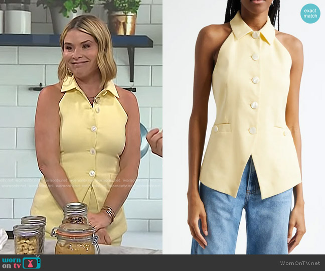 Veronica Beard Orlinda Button Vest in Chamomile worn by Jenna Bush Hager on Today