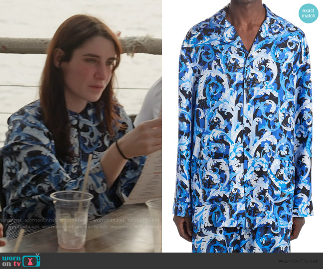 Versace Baroccoflage Silk Twill Pajama Shirt worn by Georgia McCann  on Next Gen NYC