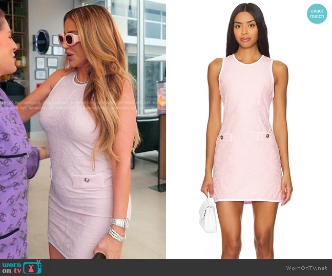 Versace Debossed Minidress in Dusty Rose worn by Larsa Pippen (Larsa Pippen) on The Real Housewives of Miami