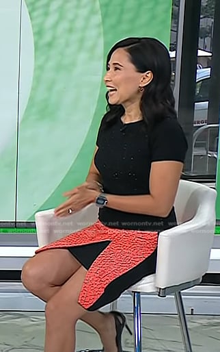 Vicky’s black and pink asymmetric skirt on Today