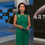 Vicky’s green cutout sleeveless jumpsuit on NBC News Daily