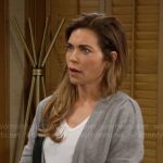 Victoria’s grey cardigan with silver buttons on The Young and the Restless