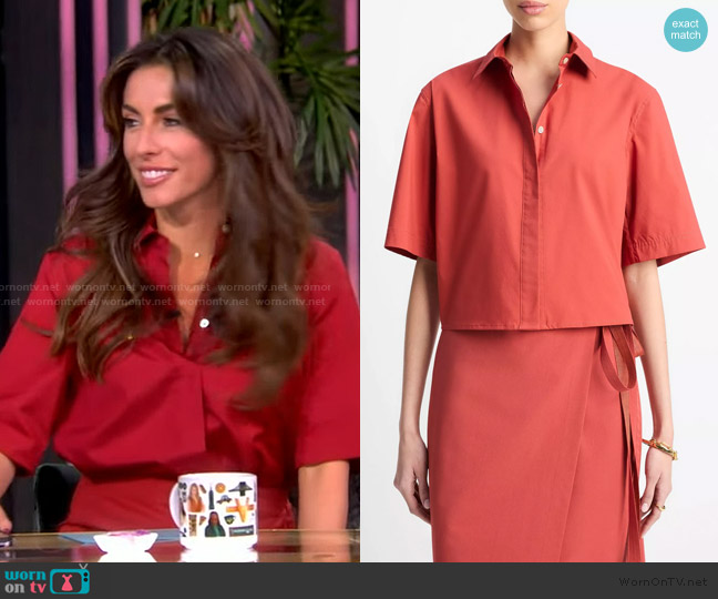 Vince Short-Sleeve Cropped Cotton Shirt worn by Alyssa Farah Griffin on The View